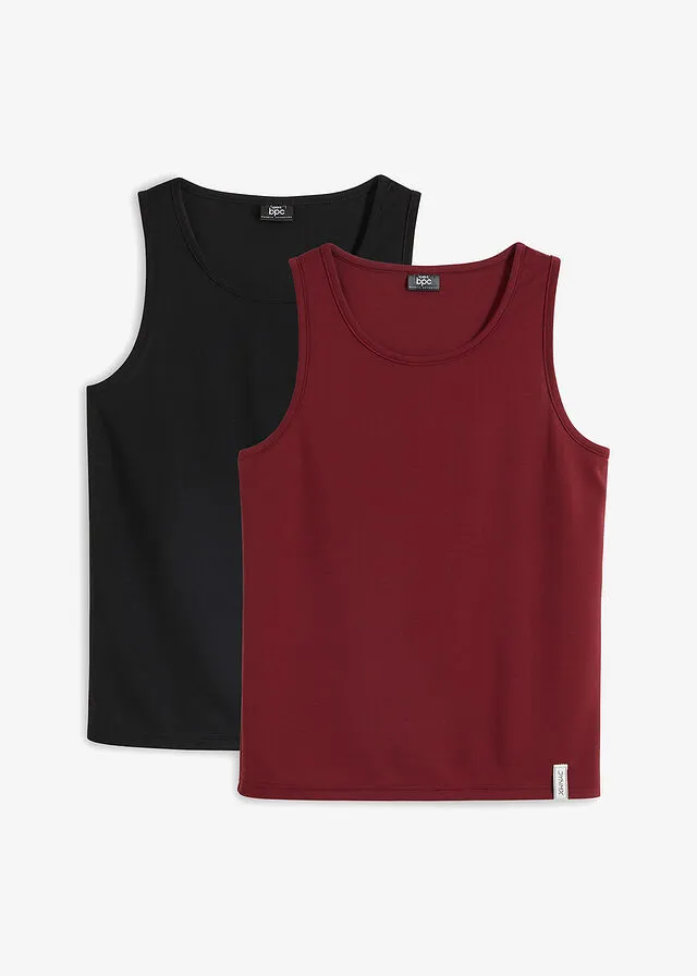 Camiseta funcional sin mangas (2 unidades) negro+burdeos